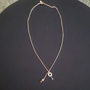 Elegant Yellow Gold Plated Key Pendant Necklace 18 Inches NWOT